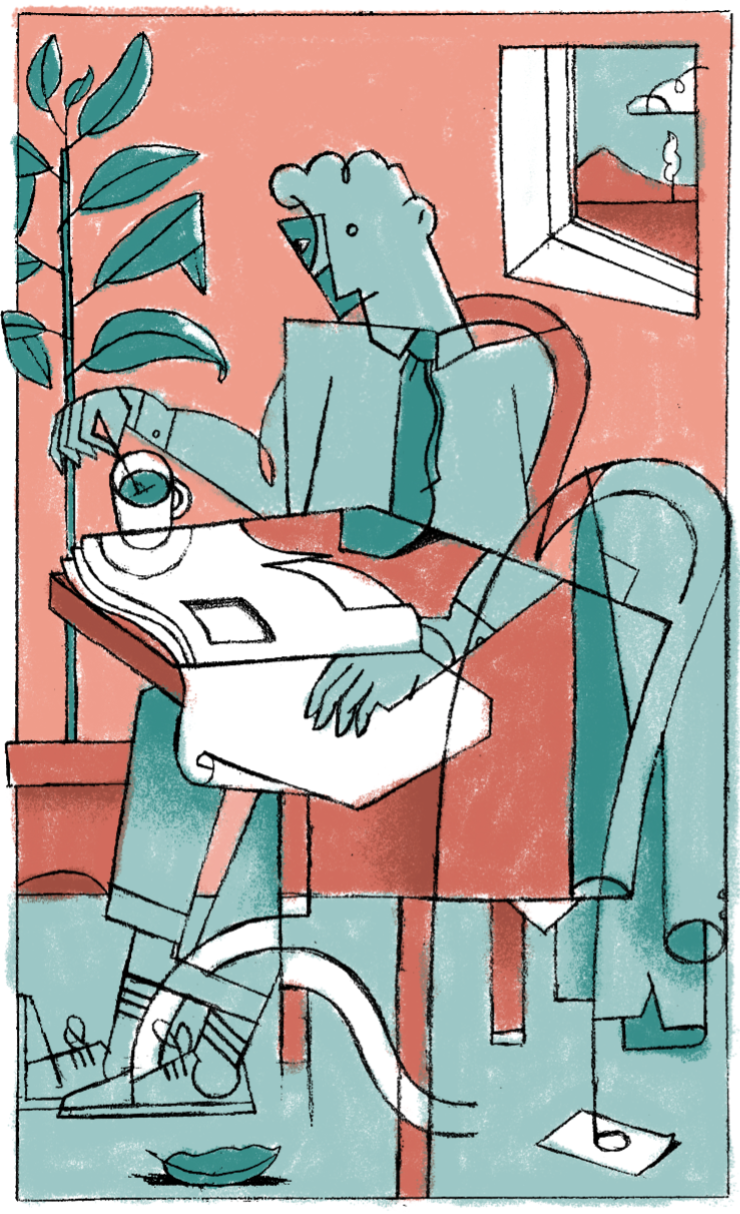 Illustratie koffie krant