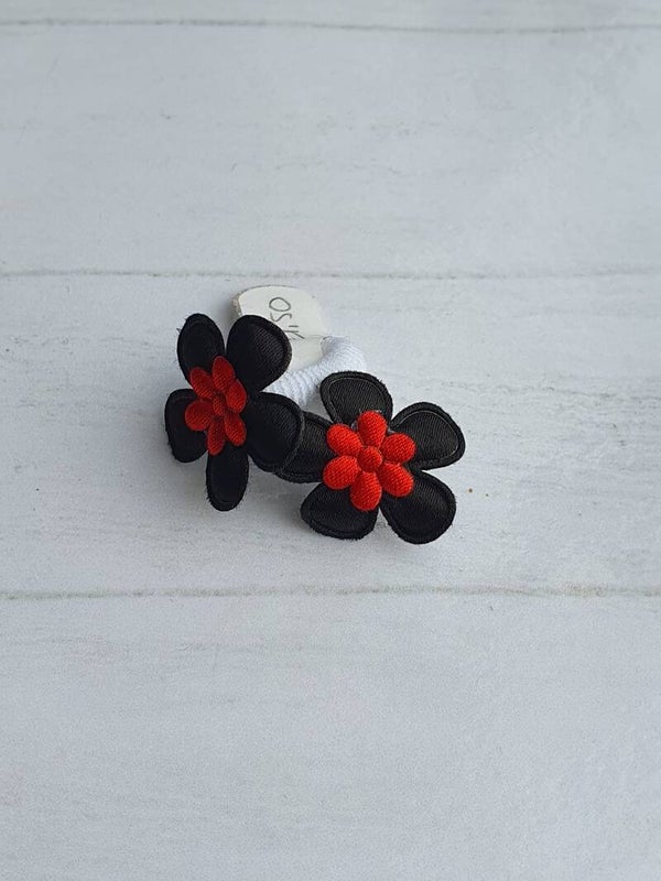 Badstof elastiekjes met bloemetjes