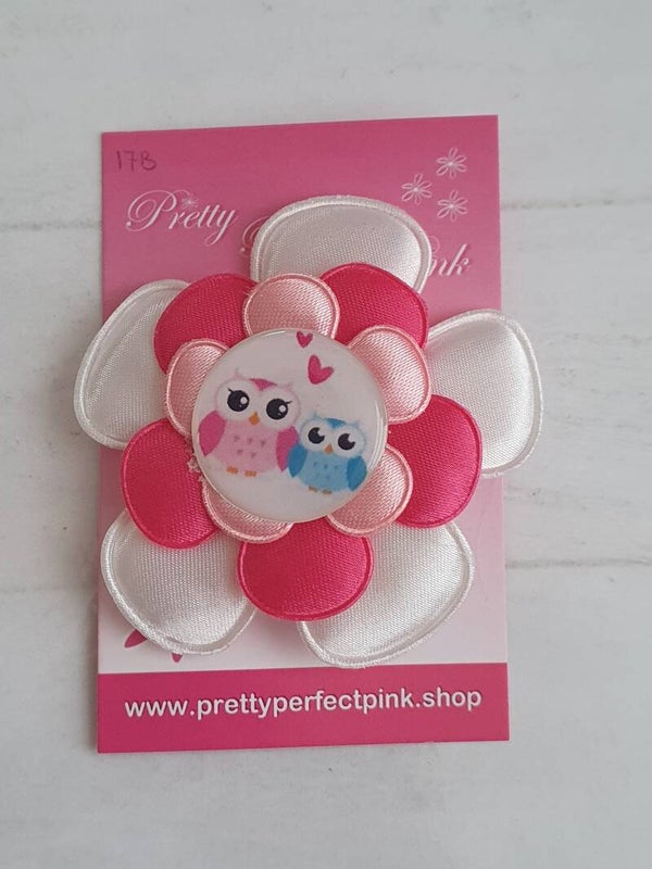 Alligator clip met bloem & uiltjes