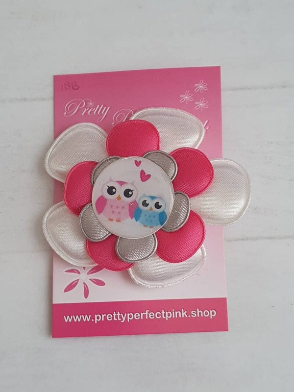 Alligator clip met bloem & uiltjes