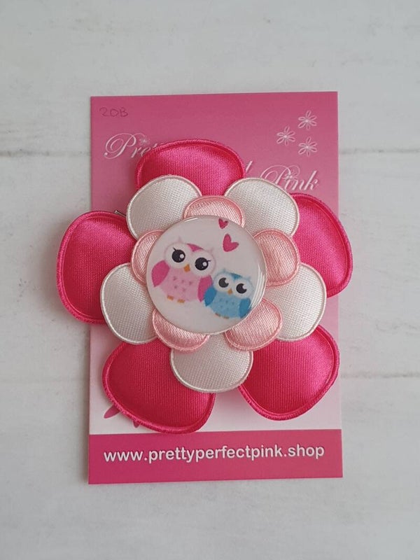 Alligator clip met bloem & uiltjes