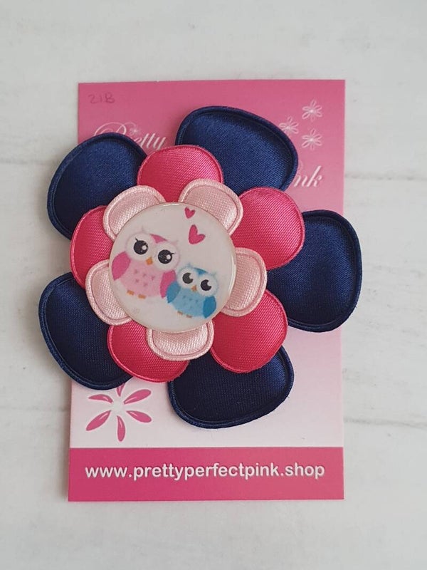 Alligator clip met bloem & uiltjes