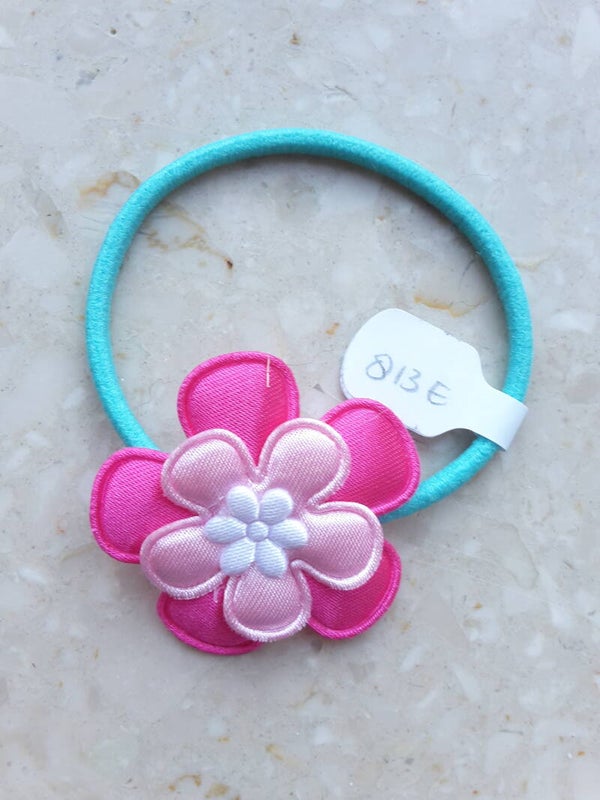 Blauw elastiek met bloem