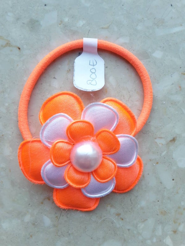 Neon oranje elastiek met bloem