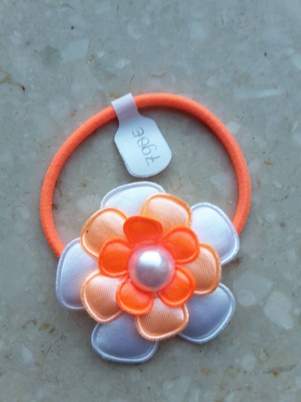 Neon oranje elastiek met bloem