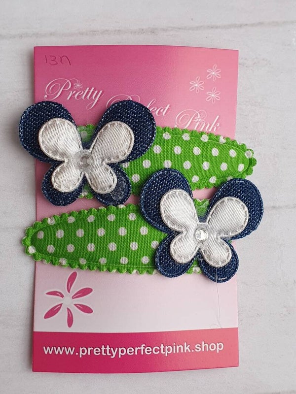 Groene haarspeldjes setje met vlindertjes