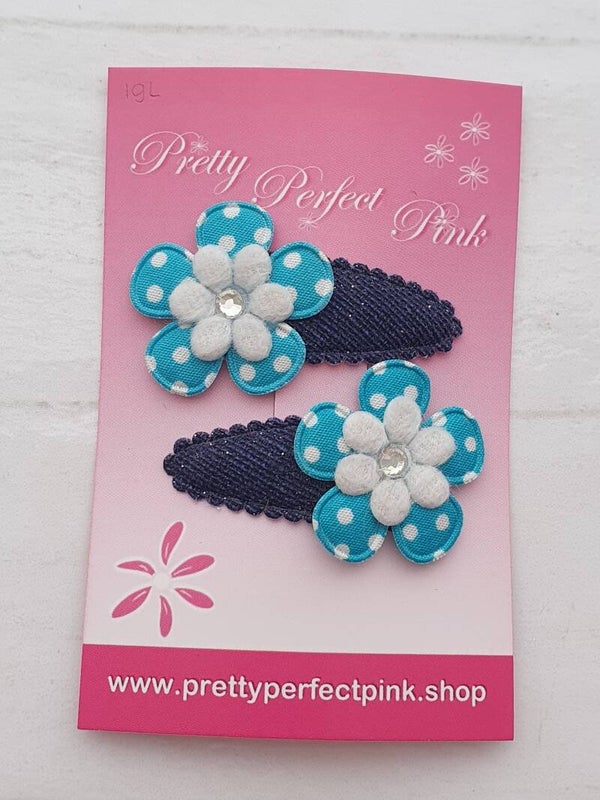 Denim haarspeldjes met bloemetjes