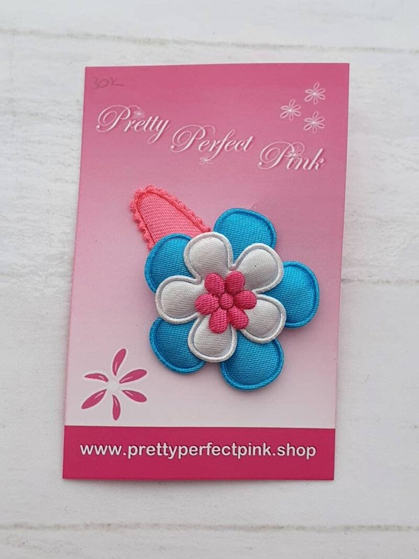 Neon roze haarspeldje met bloemetjes
