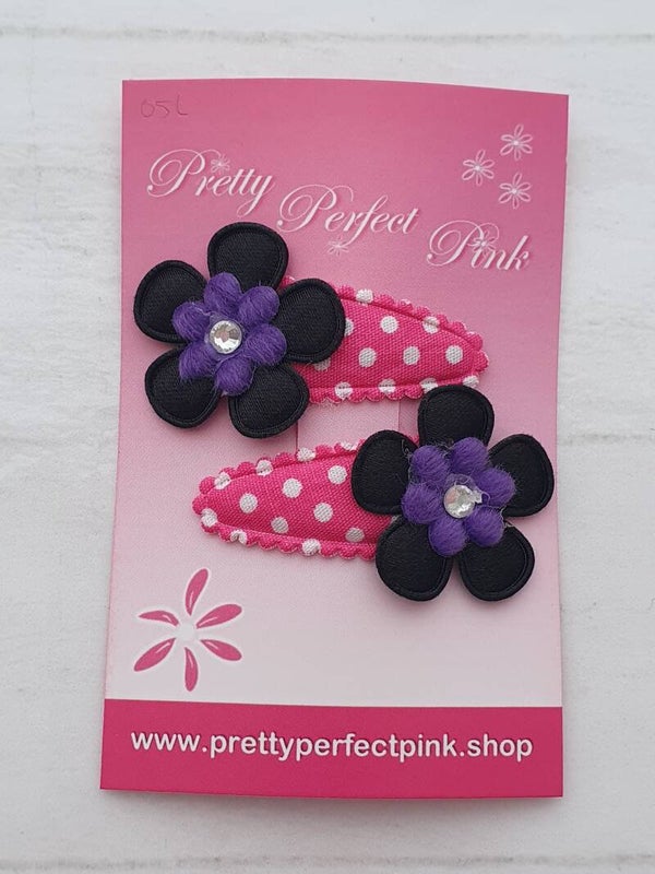 Roze haarspeldjes met bloemetjes