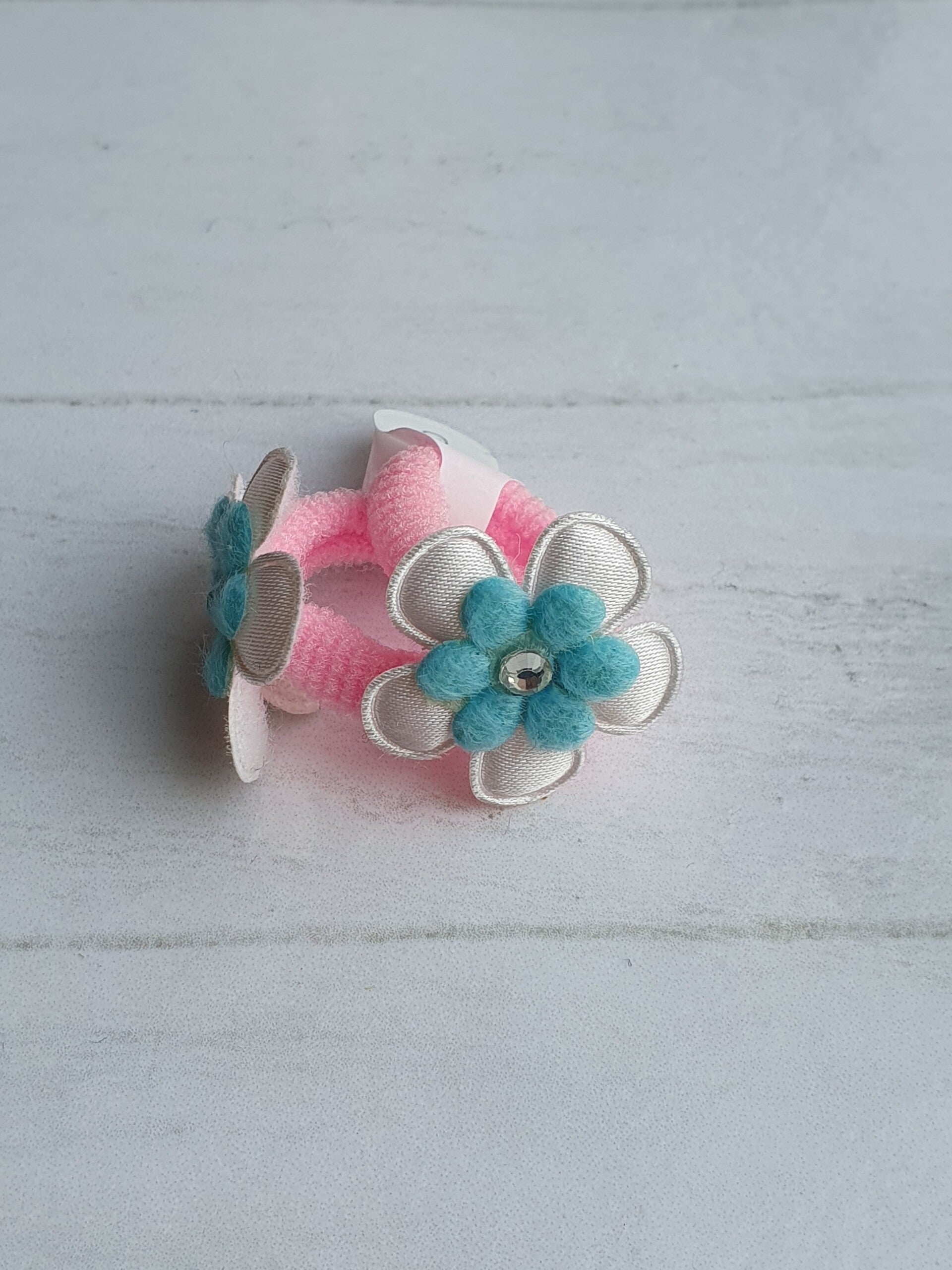 Badstof elastiekjes met bloemetjes