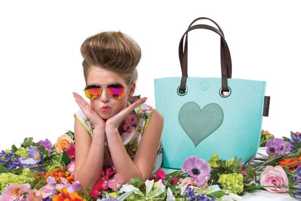 Mint groene vilt tas met hart