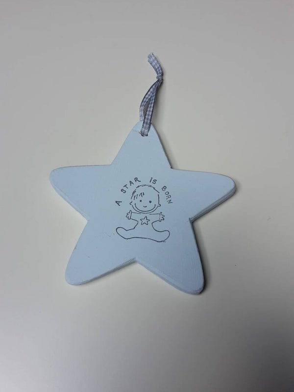 Houten hanger - ster - blauw