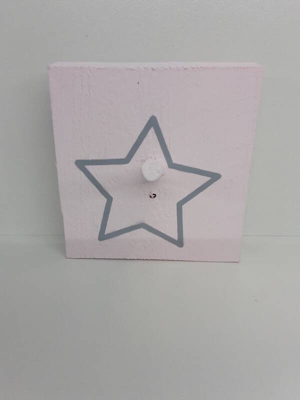 Vierkant haakje met ster -  roze