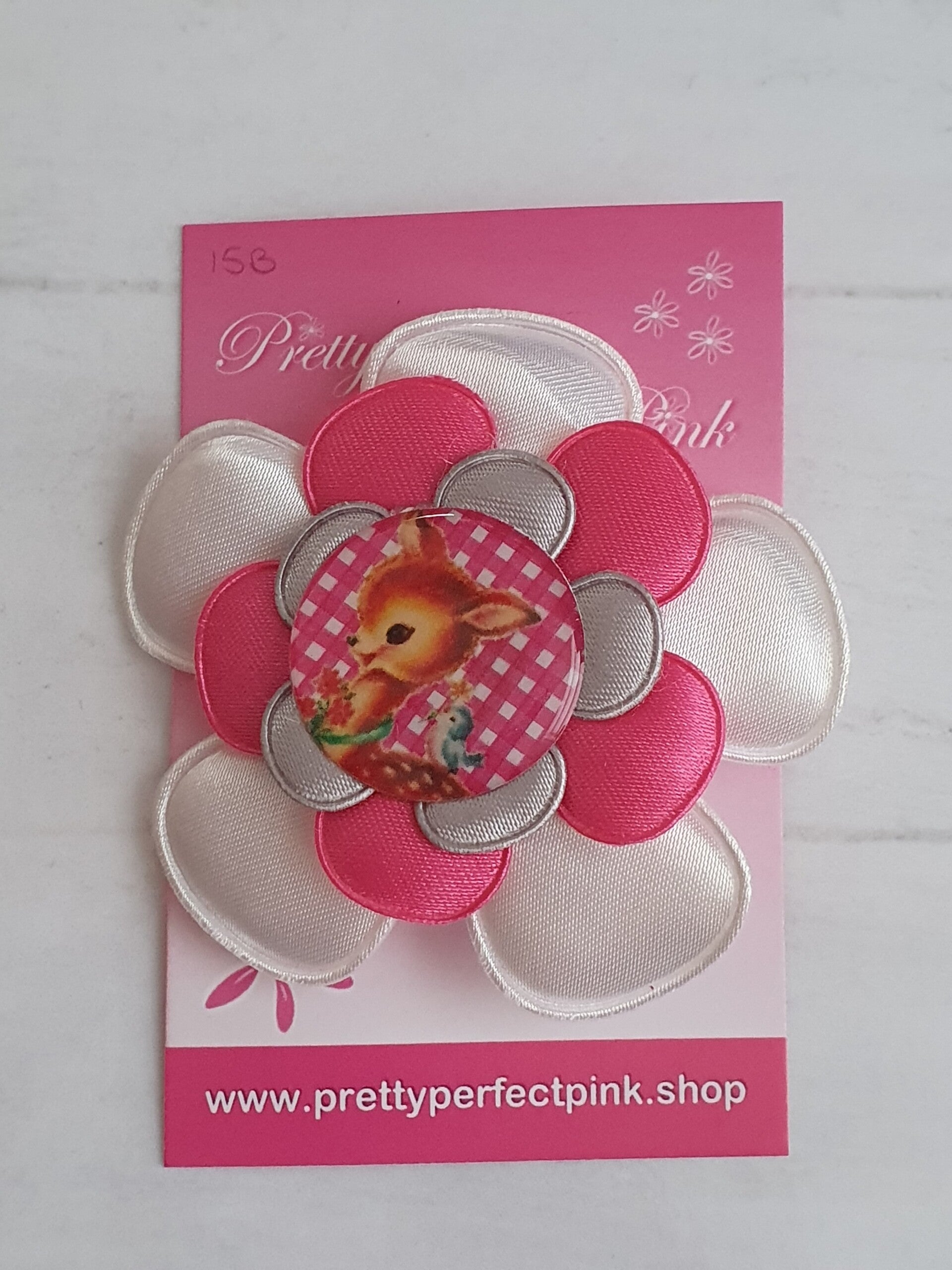 Alligator clip met bloem & hertje