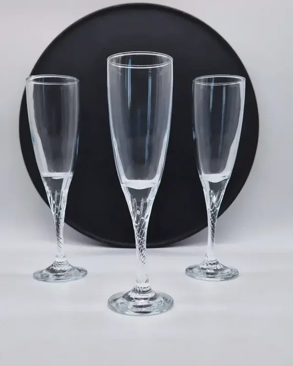 Set van 3 kristallen champagneglazen