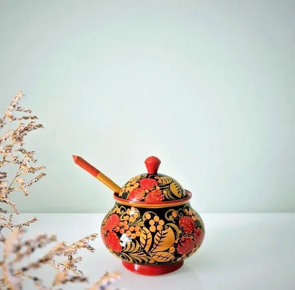 Russische Khokhloma gelakte suikerpot