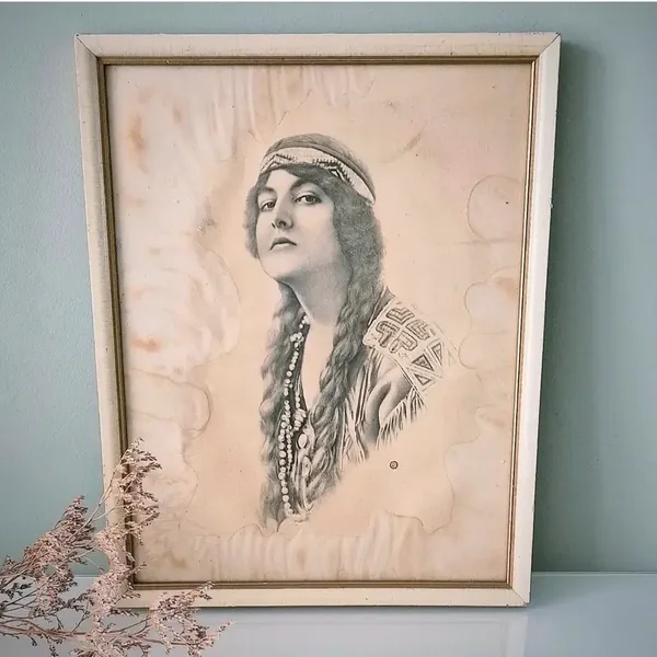 Lithografie Indianen vrouw