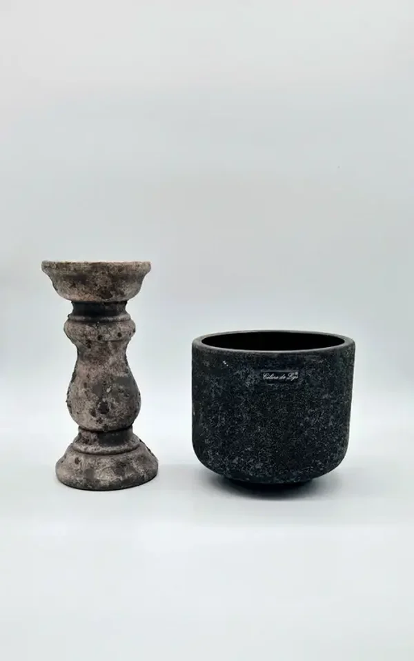Set kandelaar met bloempot