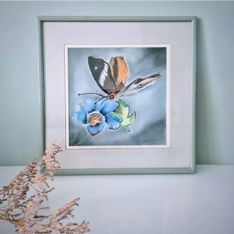 Schilderij met een vlinder