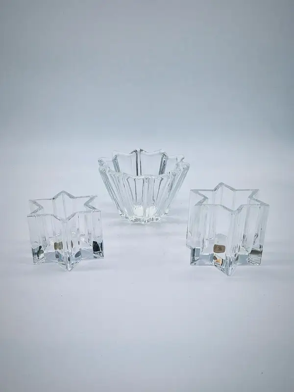 Set van 3 kristallen waxinelichthouders