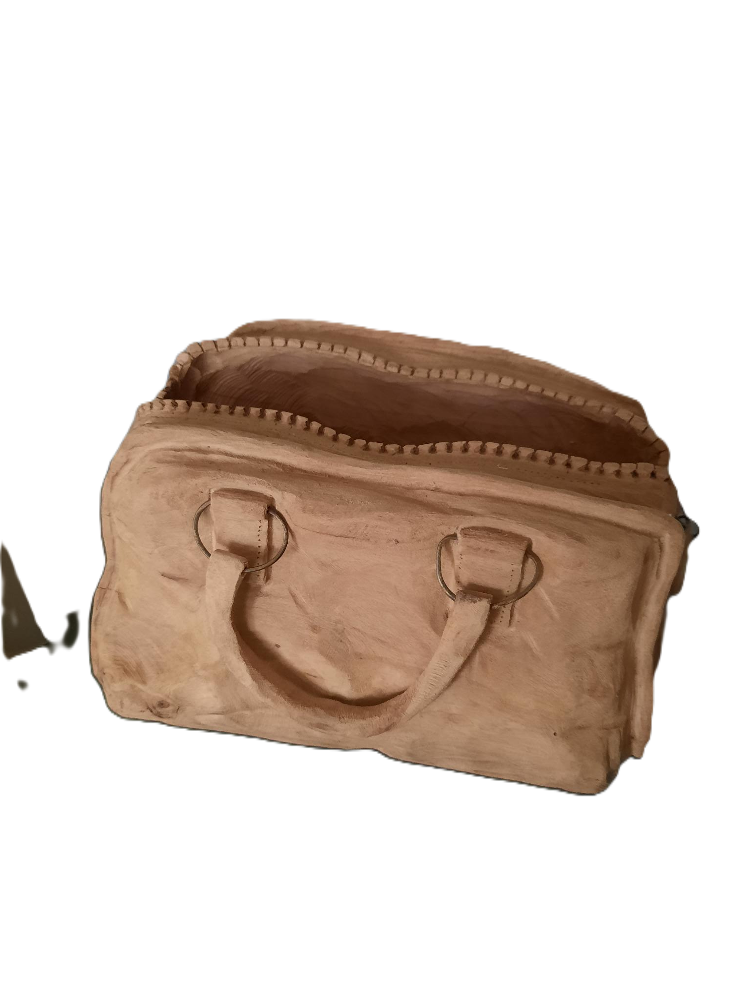 Houtsculptuur van een tasje