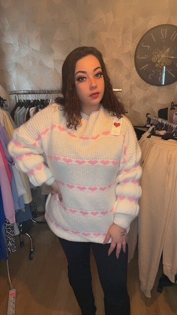 plussize trui wit hartjes