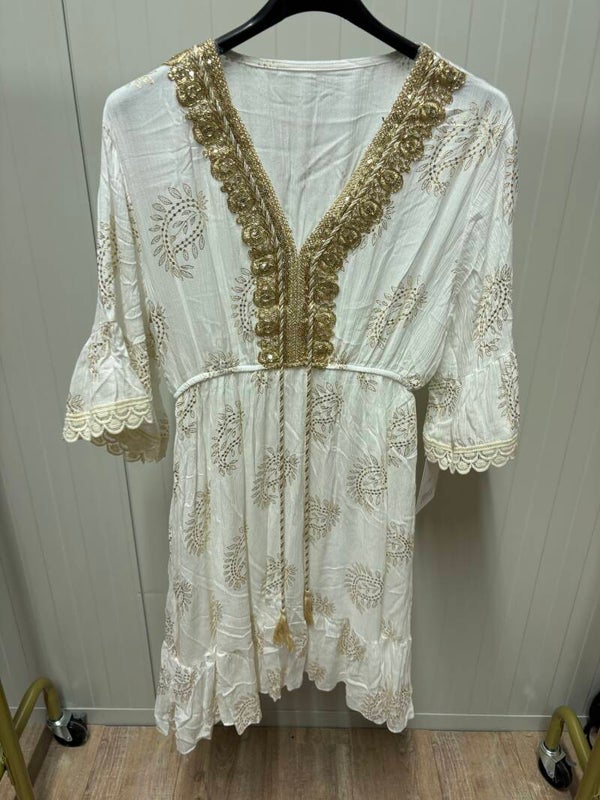 Ibiza jurk met gouden details