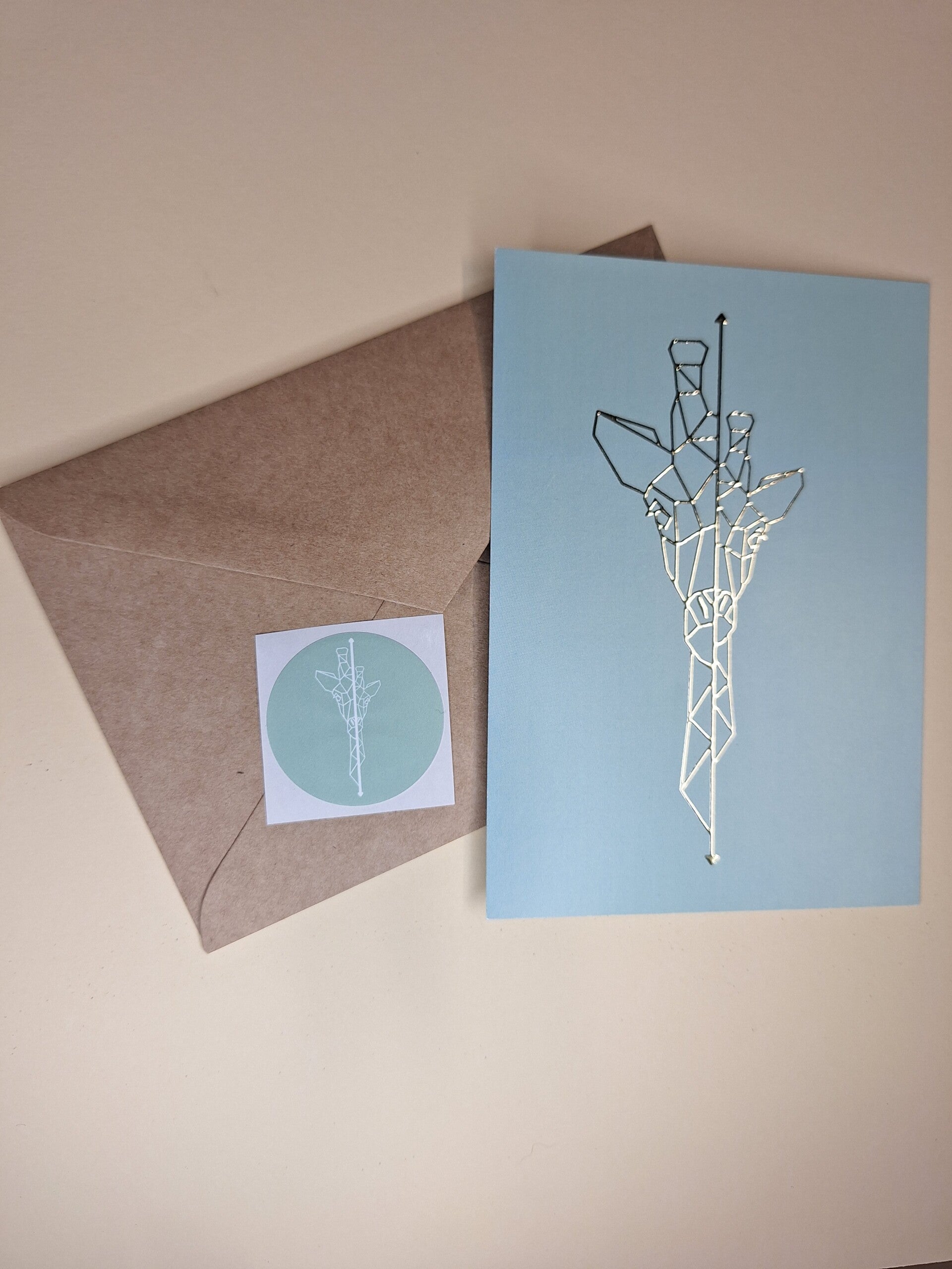 Wenskaart lijntekening Giraffe