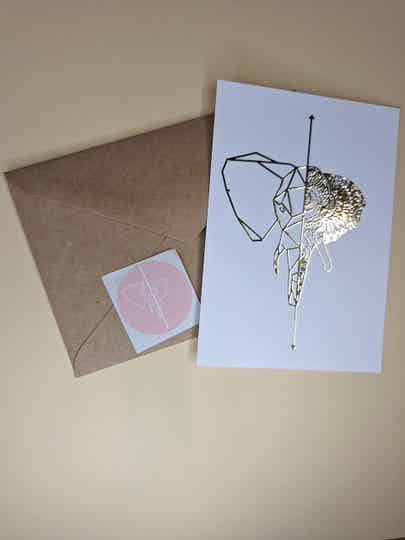 Wenskaart lijntekening Olifant