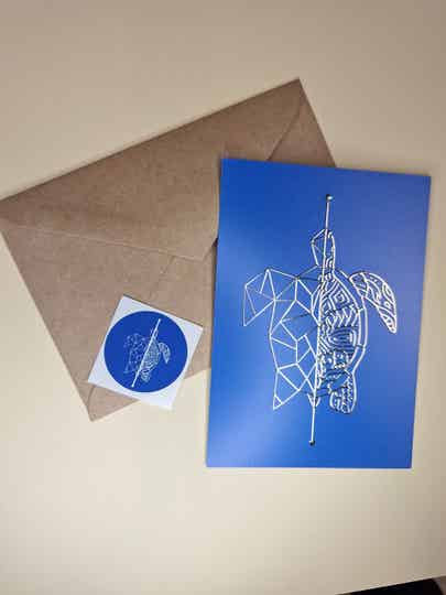 Wenskaart lijntekening Schildpad