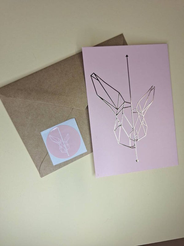 Wenskaart lijntekening Konijn