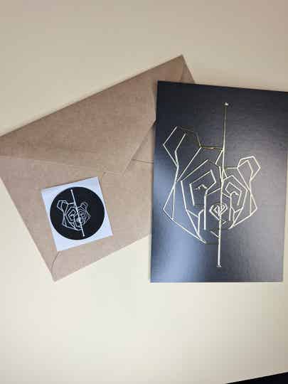 Wenskaart lijntekening Beer