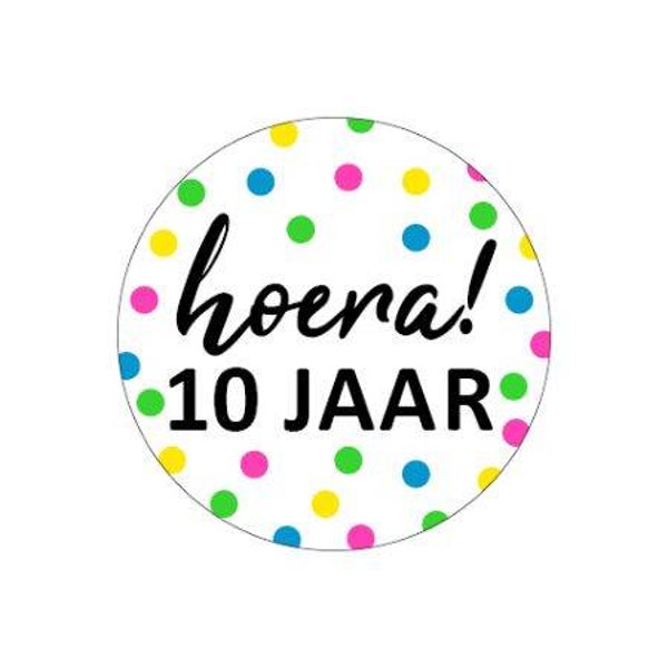 Sticker Hoera 10 jaar (15 stuks)