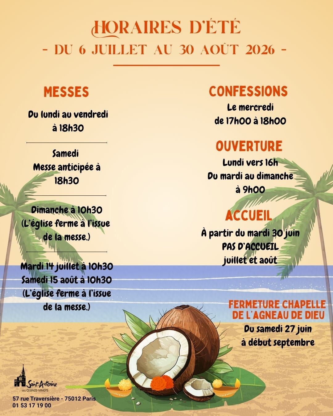 Horaires d'été 2026