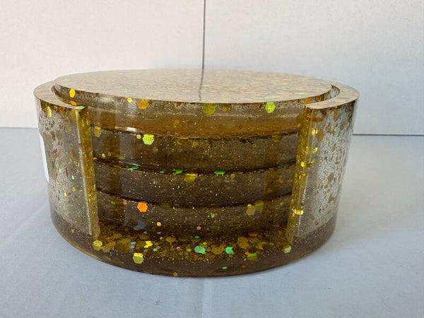5pc Gold flake coaster set