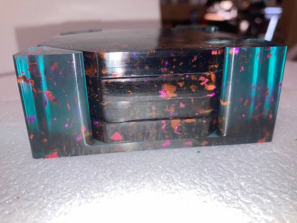 Turquoise and Purple flake 5pc coaster set