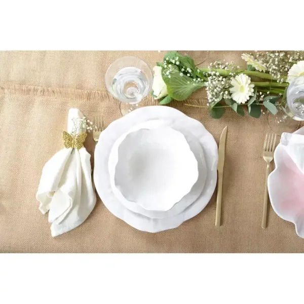 Assiette creuse blanche en mélamine lot de 6
