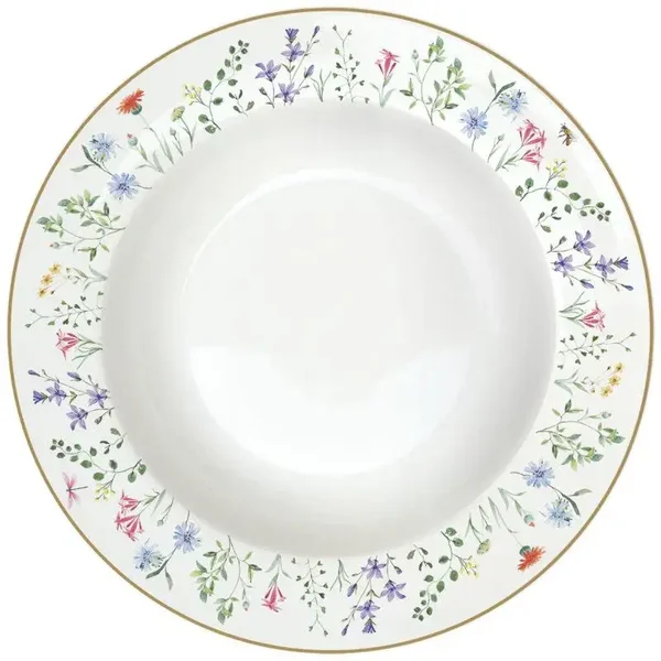 Assiette Soupe FLEURS ET CITRONS Citrons 21.5cm Porcelaine Jaune Blanc Easy Life