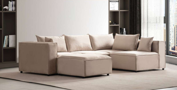 Canapé d’angle Elégance modulable velours 4+pouf