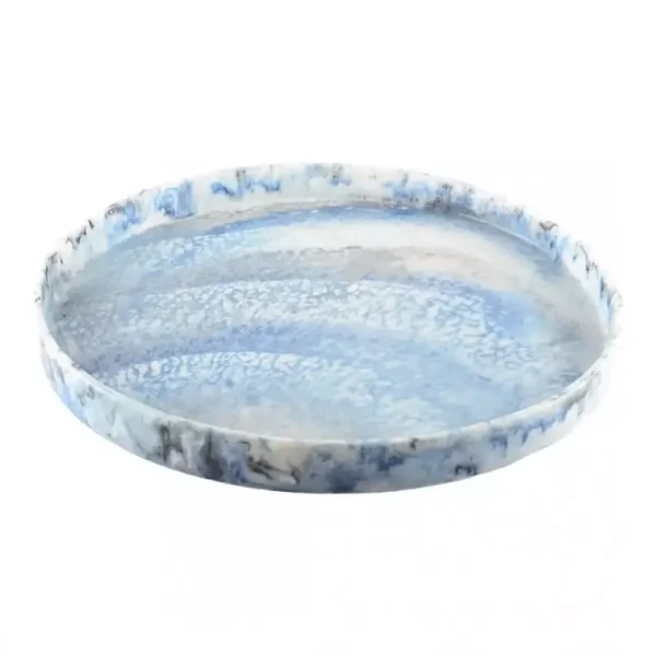  PLATEAU ROND EN RESINE BLEU NUAGE
