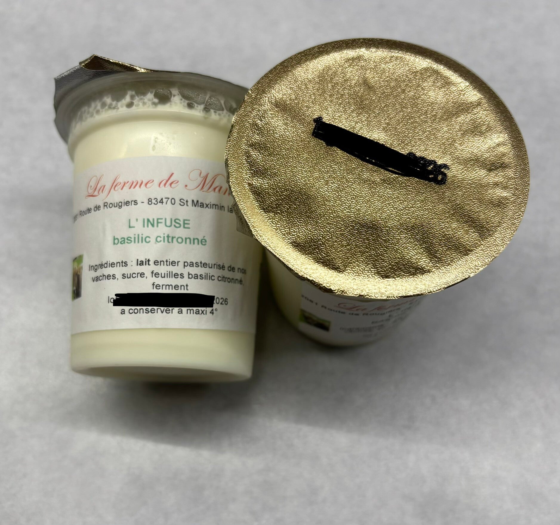 Yaourt infusé Basilic Citronné
