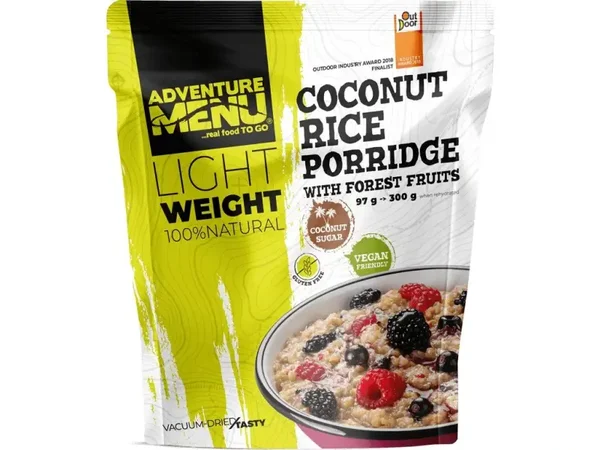 Adventure Menu - kokos rijst porridge met bosvruchten