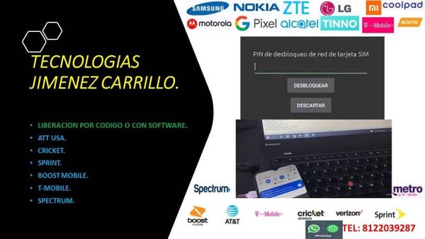LIBERACION DE TELEFONOS AMERICANOS (LIBERACION REMOTA SE PAGA AL INICIAR SERVICIO NO ANTES).