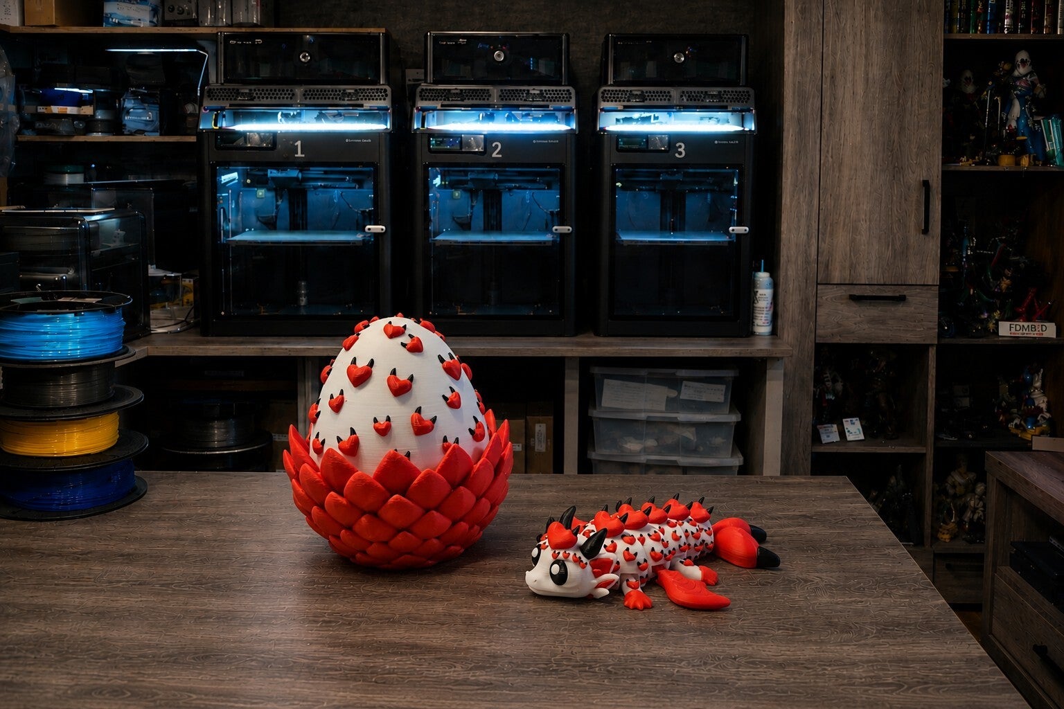 ❤️ Teufels-Valentinsdrache – XL Mini Flex Bewegliche 3D Druck Figur mit Herz-Ei