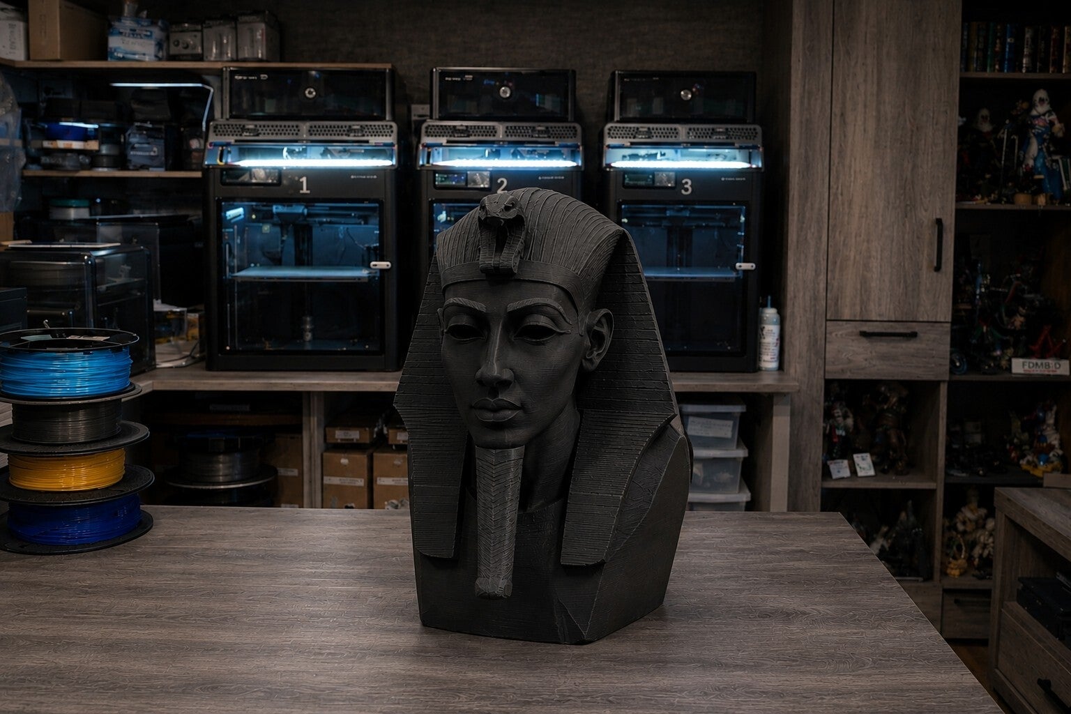 👑 Ägyptische Pharao Büste aus dem 3D Druck – Skulptur in Schwarz
