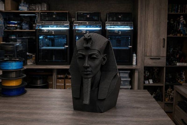 👑 Ägyptische Pharao Büste aus dem 3D Druck – Skulptur in Schwarz