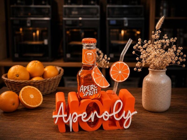 🍹 Aperoly Flaschenhalter – Sommerlicher Flaschenaufsteller mit Deko-Set für Aperitif & Party