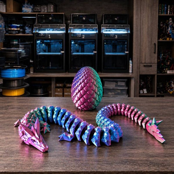 🐉 Auroryx im Drachenei – Gelenkiger XXL Flex-Drache aus dem 3D-Druck