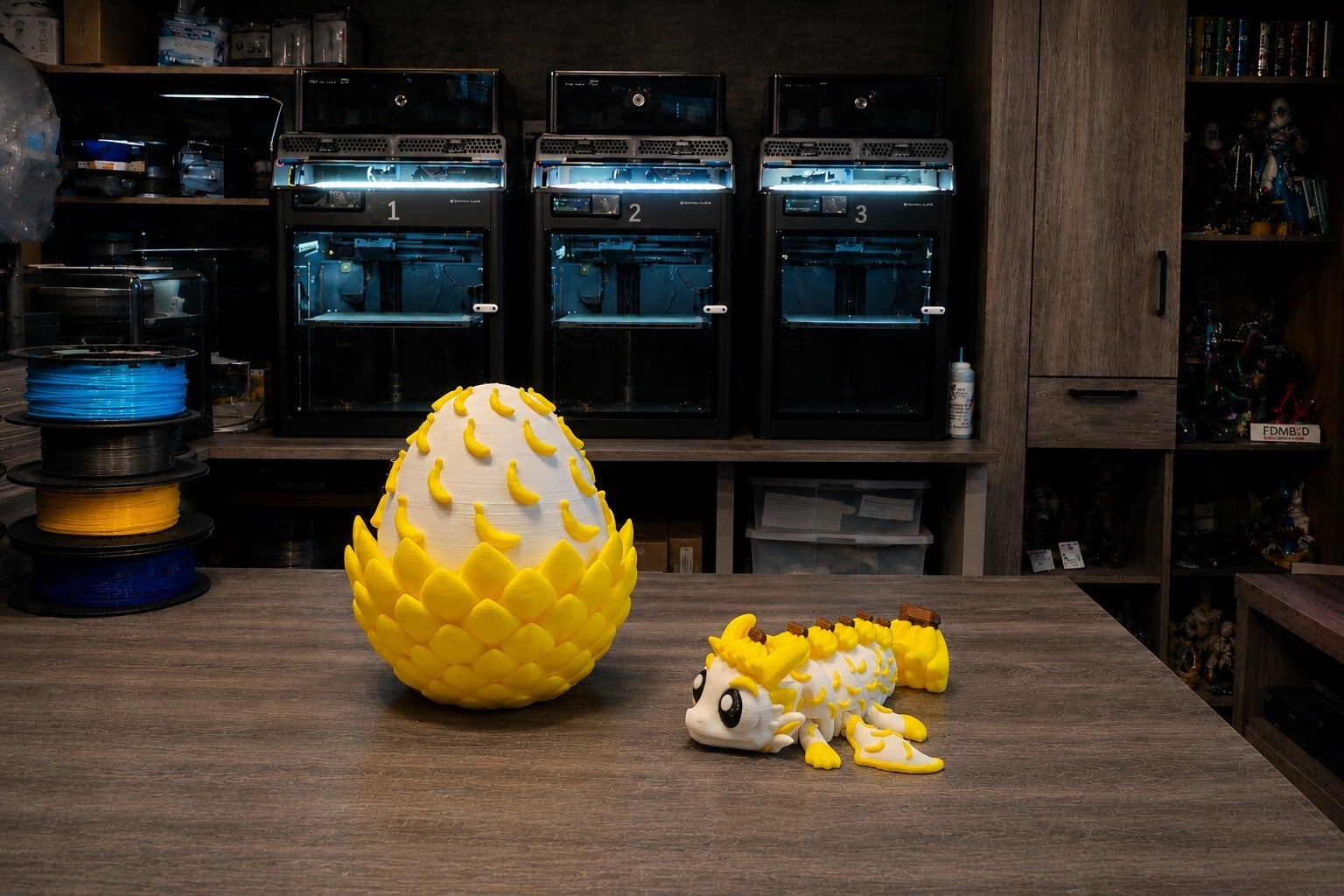 🍌 Banana Dragon – XL Mini Flex Bewegliche 3D Druck Figur mit Bananen-Ei
