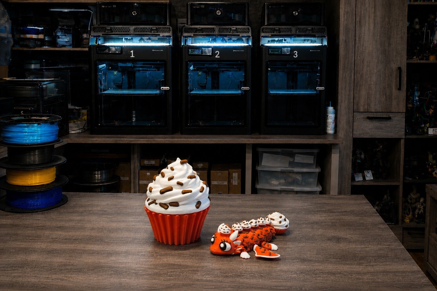 🧁 Cupcake Dragon – XL Mini Flex Bewegliche 3D Druck Figur mit Cupcake-Versteck